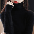 women's turtleneck knit sweater in black