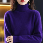 women's turtleneck knit sweater in violet