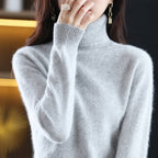 women's turtleneck knit sweater in gray
