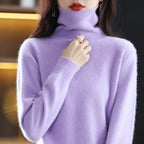 women's turtleneck knit sweater in lavender