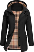women's waterproof hooded jacket with fitted waist in black