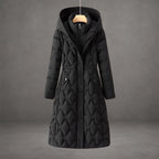 women's waterproof long hooded winter coat in black