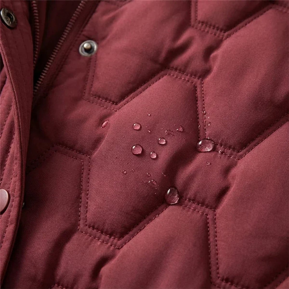 women's waterproof long hooded winter coat in red
