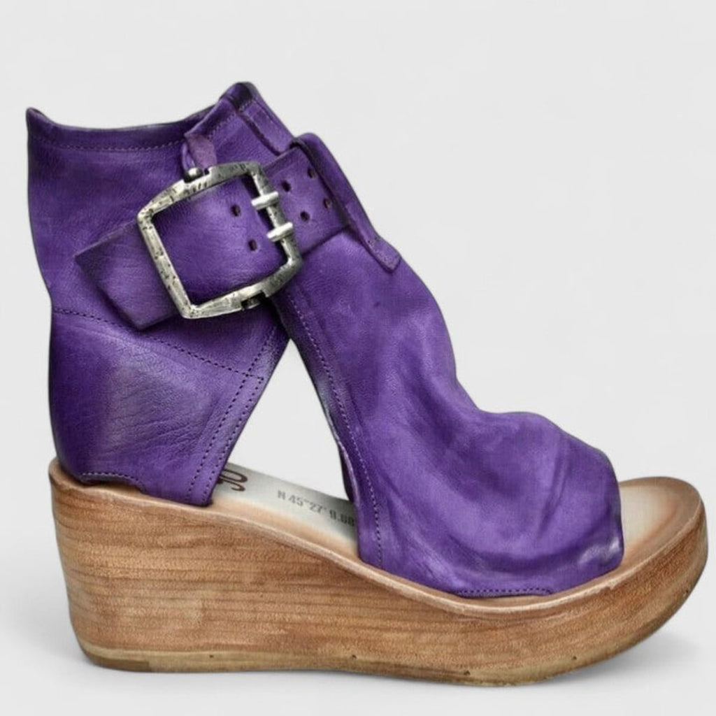 women's wedge platform sandal boots in purple