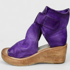 women's wedge platform sandal boots in purple