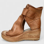 women's wedge platform sandal boots in brown