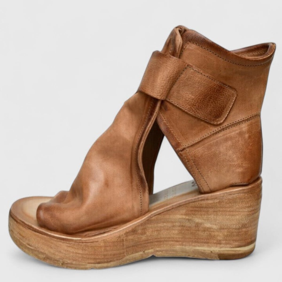 women's wedge platform sandal boots in brown