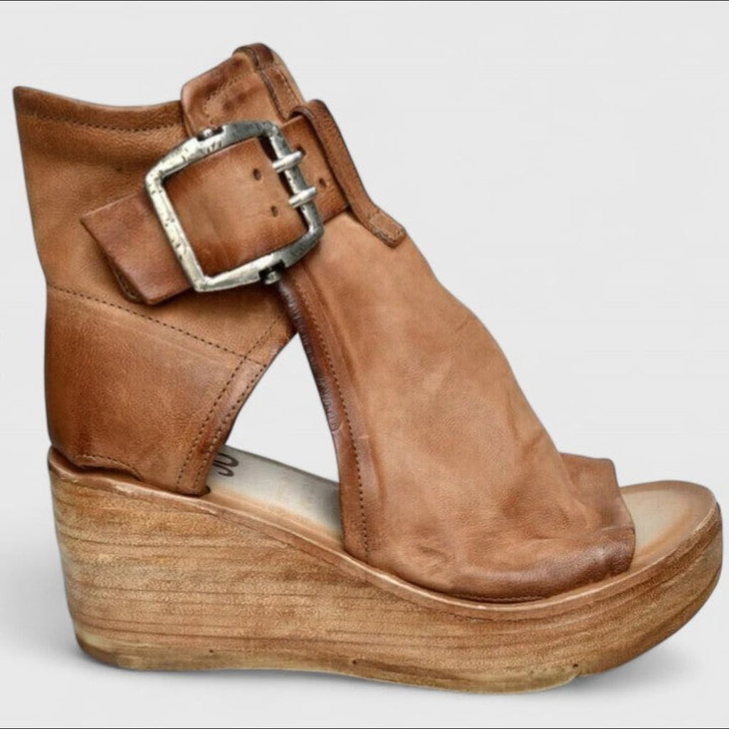 women's wedge platform sandal boots in brown