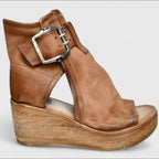 women's wedge platform sandal boots in brown
