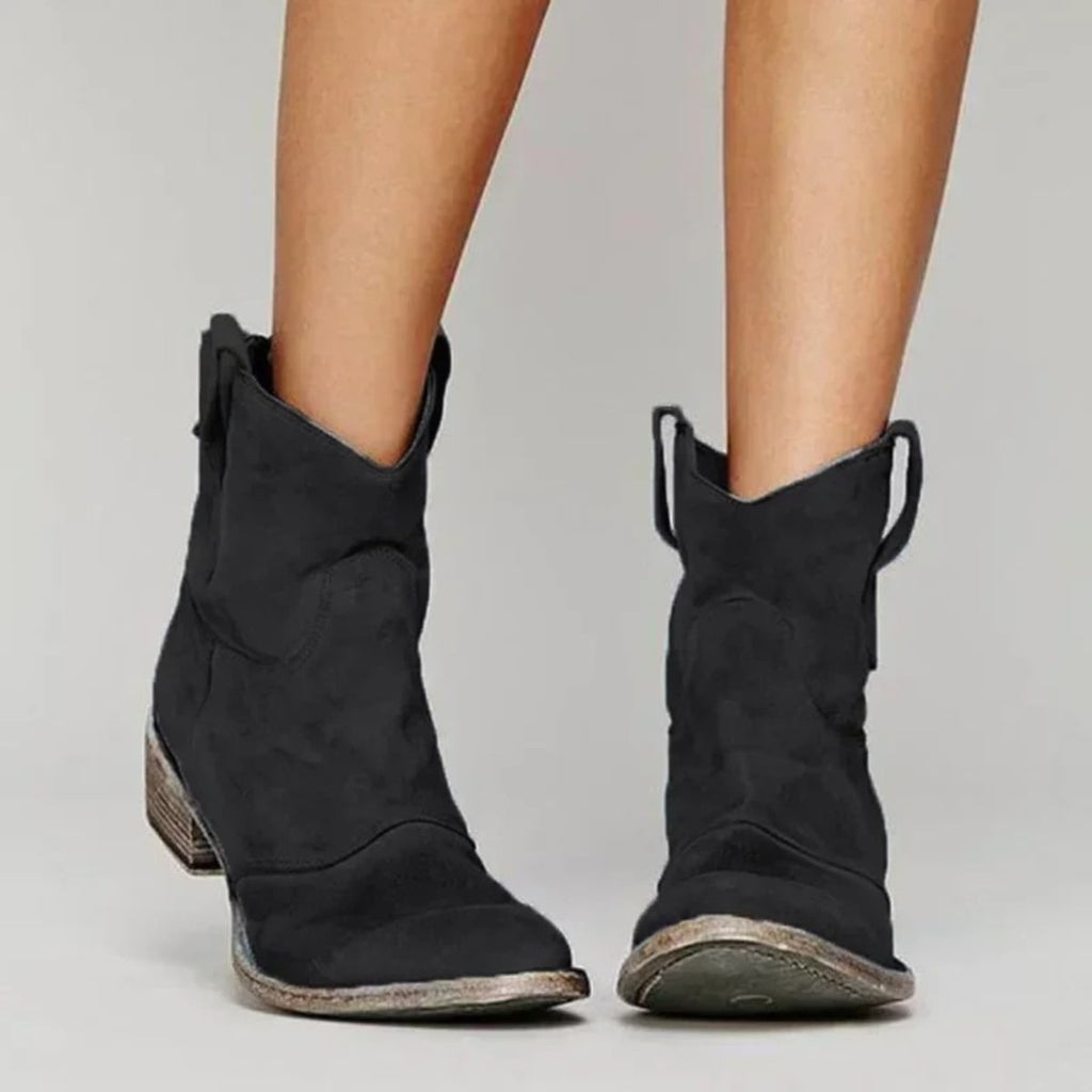 women's western ankle boots in black