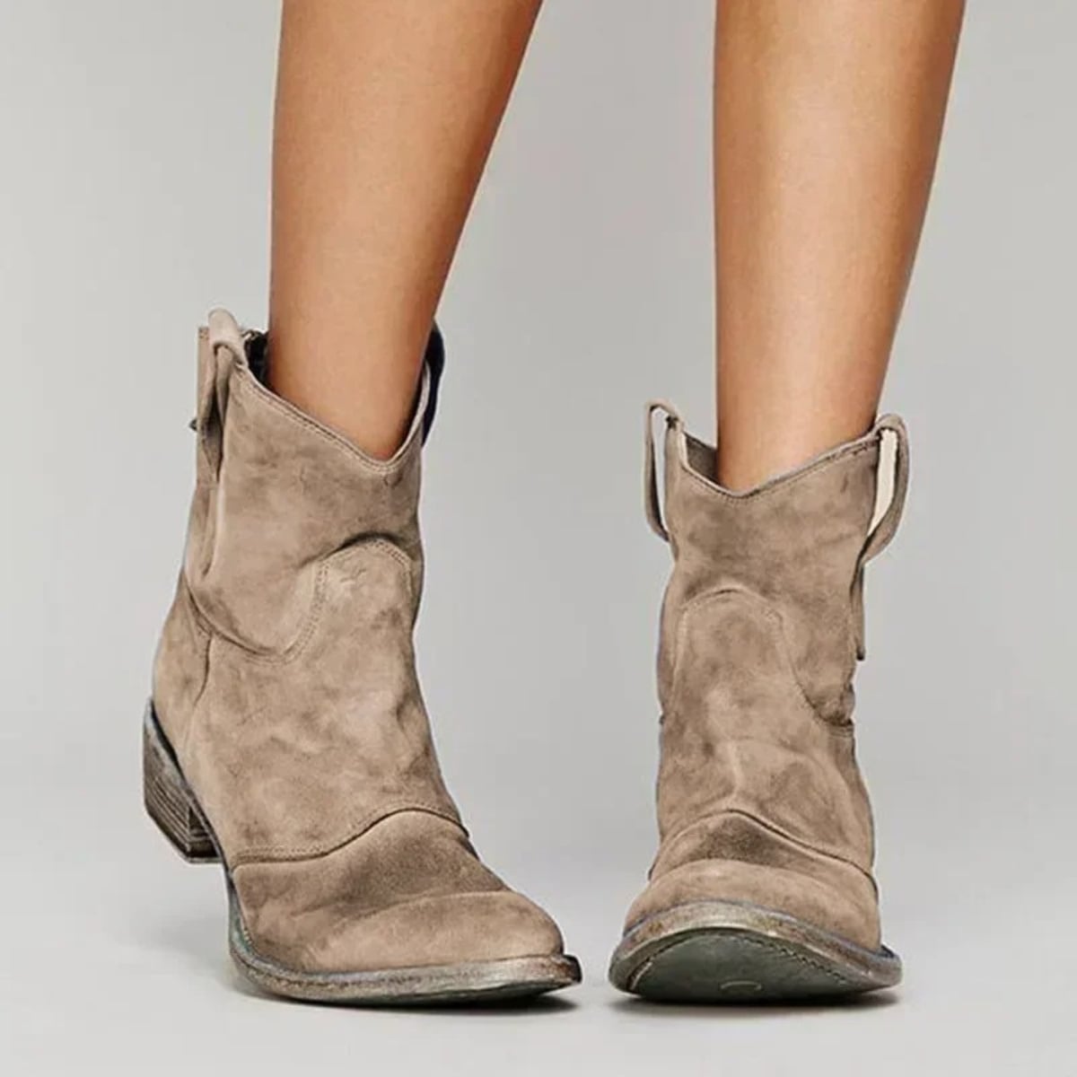 women's western ankle boots in brown