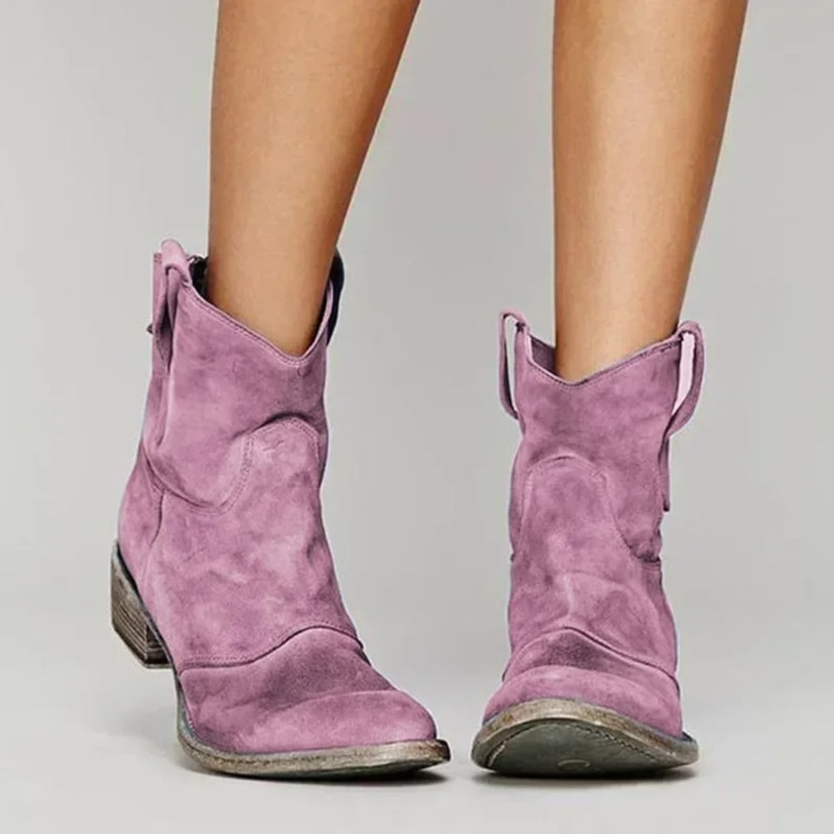 women's western ankle boots in purple