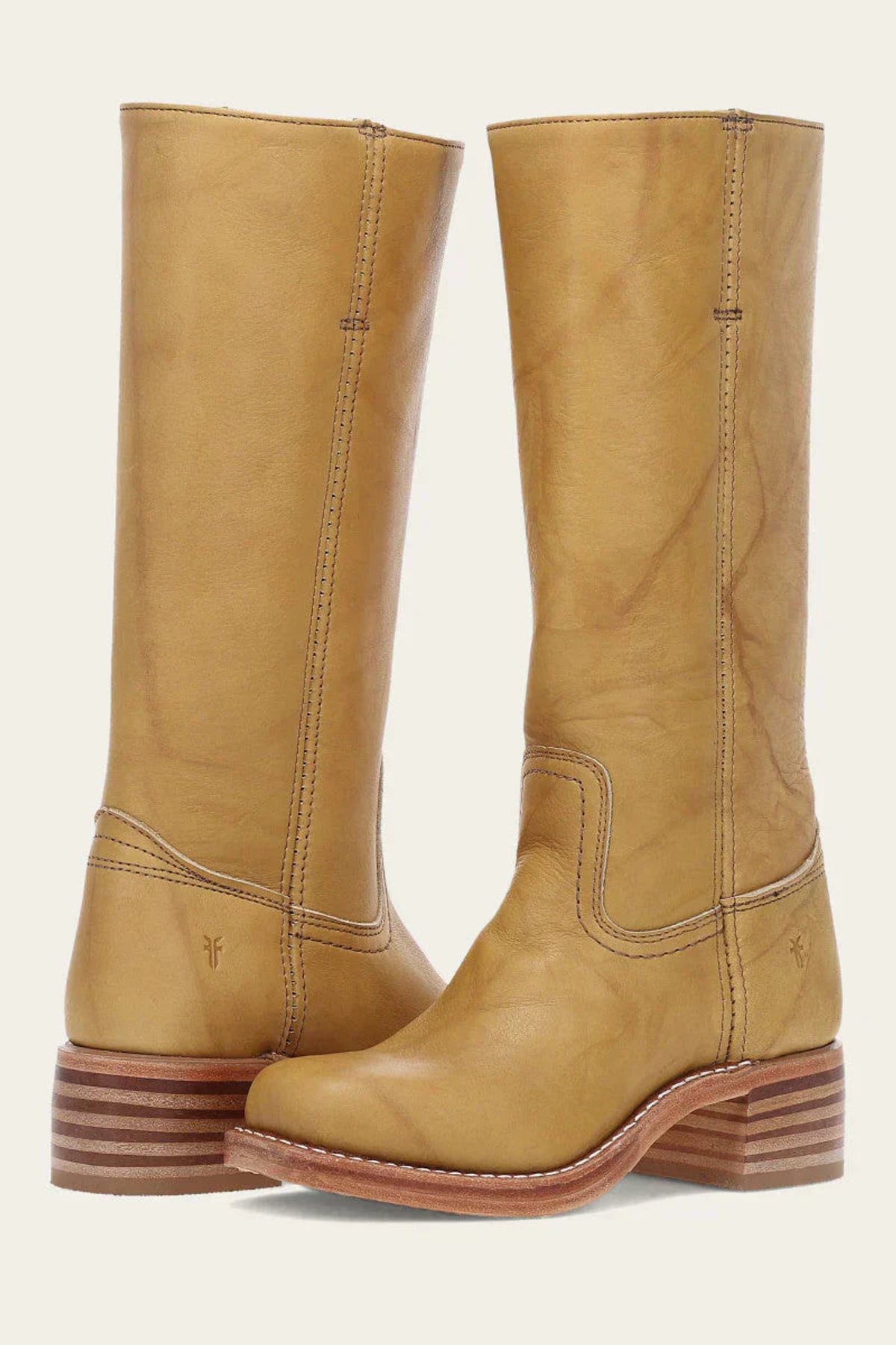women's western-inspired knee-high block heel boots in yellow