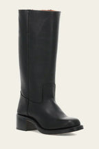 women's western-inspired knee-high block heel boots in black