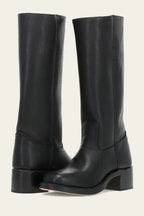 women's western-inspired knee-high block heel boots in black