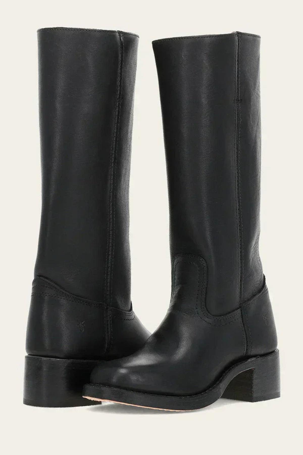 women's western-inspired knee-high block heel boots in black