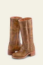 women's western-inspired knee-high block heel boots in light brown