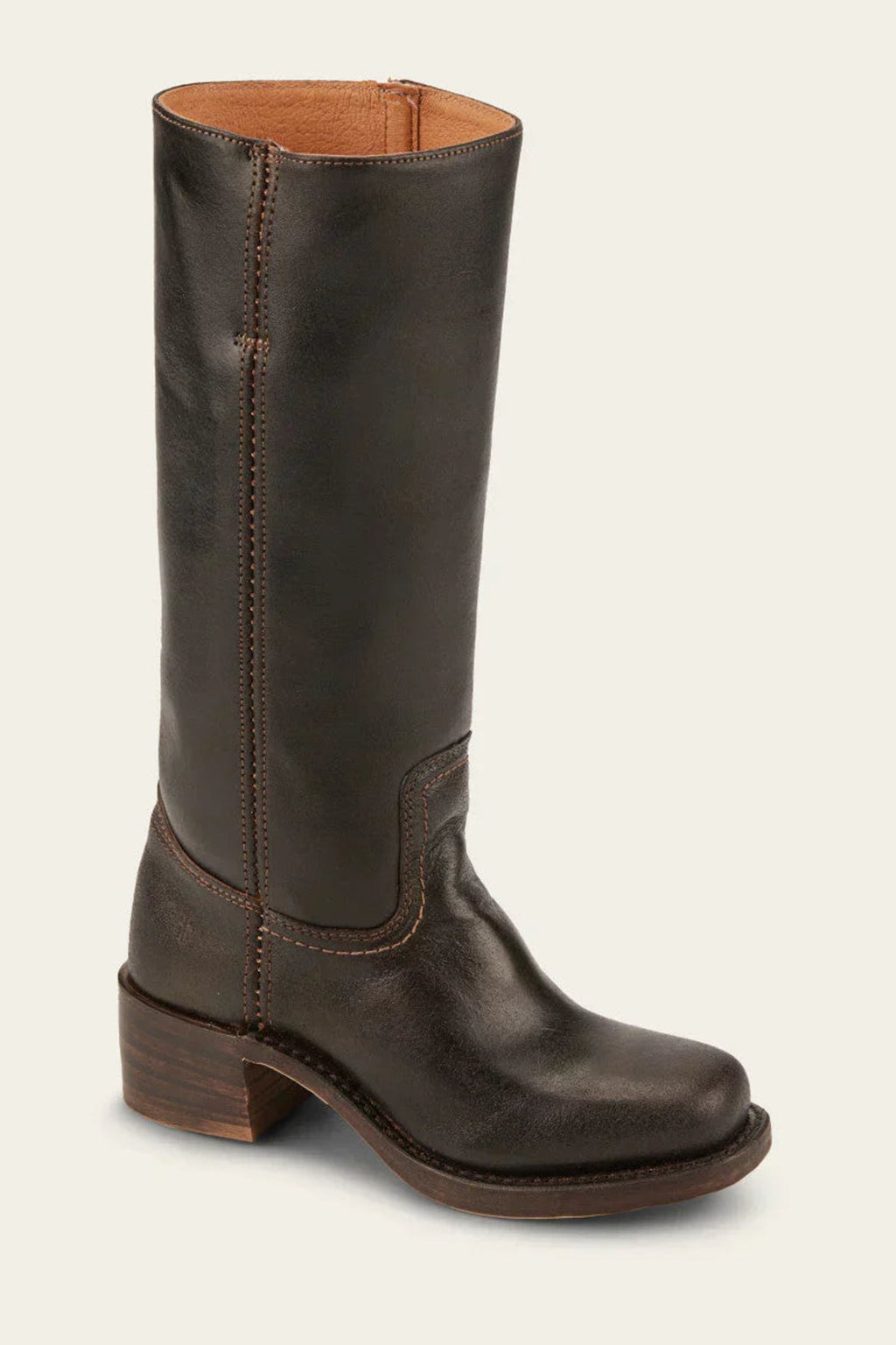 women's western-inspired knee-high block heel boots in dark brown