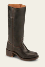 women's western-inspired knee-high block heel boots in dark brown