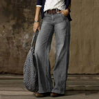 women's wide leg high waist jeans in light gray