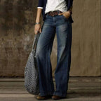women's wide leg high waist jeans in blue