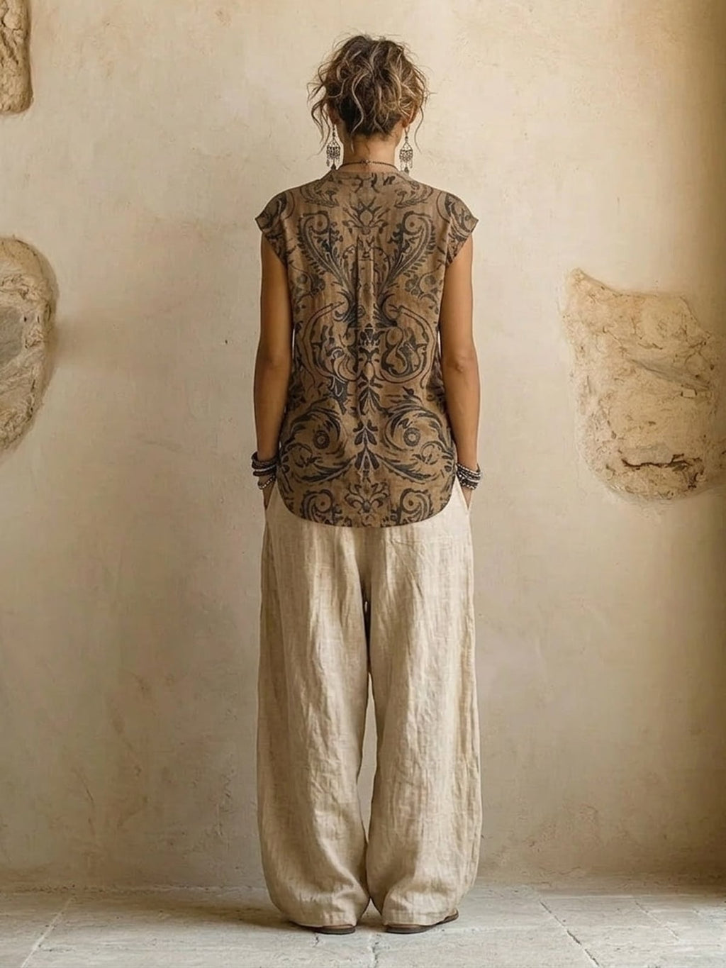 women's wide leg linen pants with drawstring