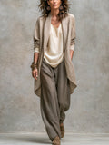women's wide leg trouser pants high waisted in beige-gray