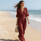 women's wide leg v-neck jumpsuit