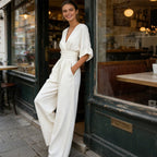 women's wide leg v-neck jumpsuit