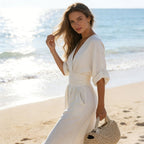 women's wide leg v-neck jumpsuit