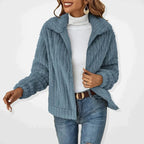 women's zip-up fluffy cardigan in blue